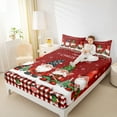 thumbnail image 4 of Manfei Christmas Gnome Twin Sheet Sets 3 Pieces for Children, Merry Xmas Twin Fitted Sheet, Geometric Grid Buffalo Flat Sheet, Lightweight Room Decor, 4 of 7