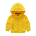 thumbnail image 1 of Gibobby Abrigos de invierno para bebés y niñascon cordón para niños y niñas, Tops cómodos con capucha, blusa holgada de manga larga, sudadera con bolsill(Amarillo, 12-18 Meses), 1 of 5