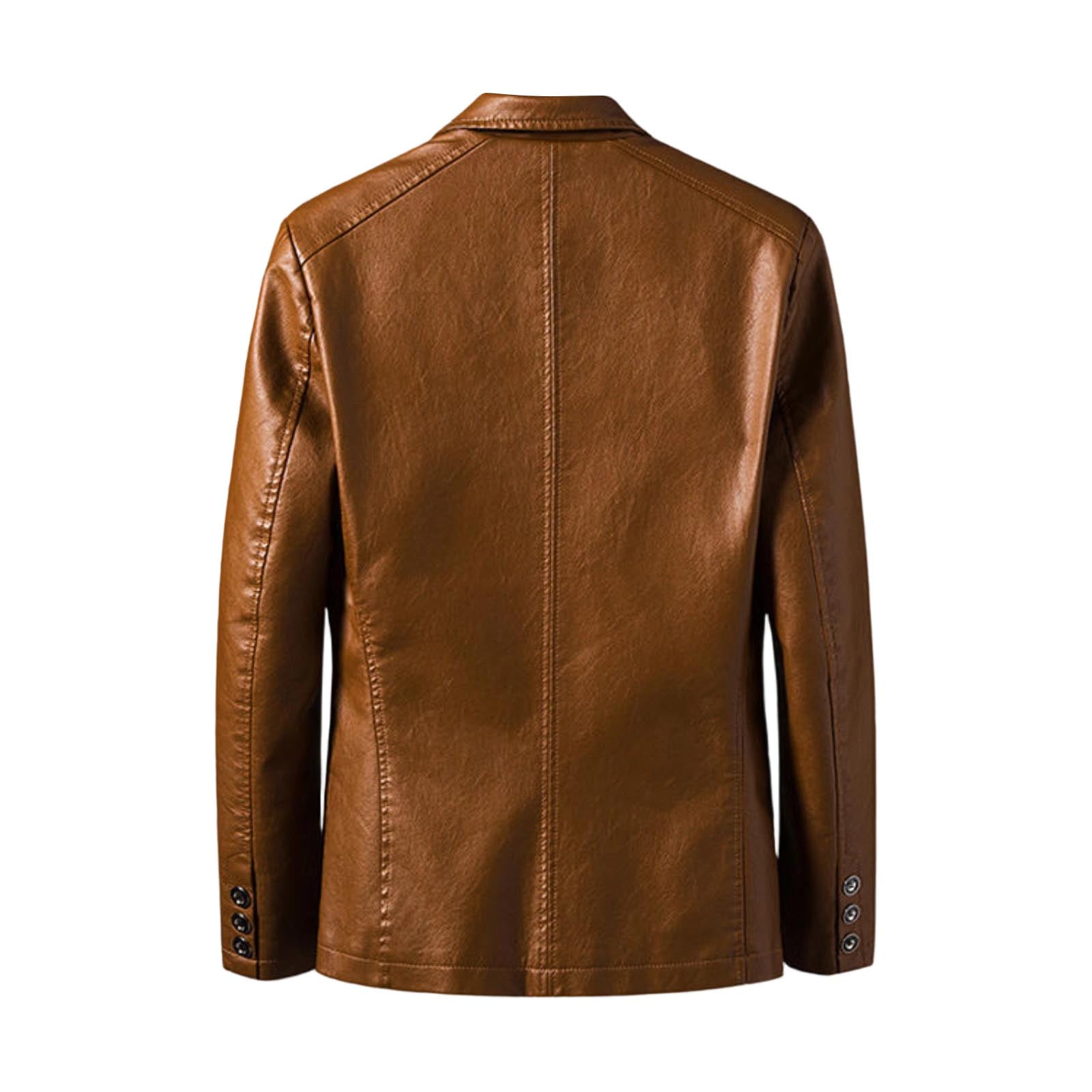 Wutalume Men's Leather Suit Collar Casual Leather Jacket, Genuine Leather Material, Stylish Lapel Design, Durable Construction for Long-Lasting Wear,Wine 2XL