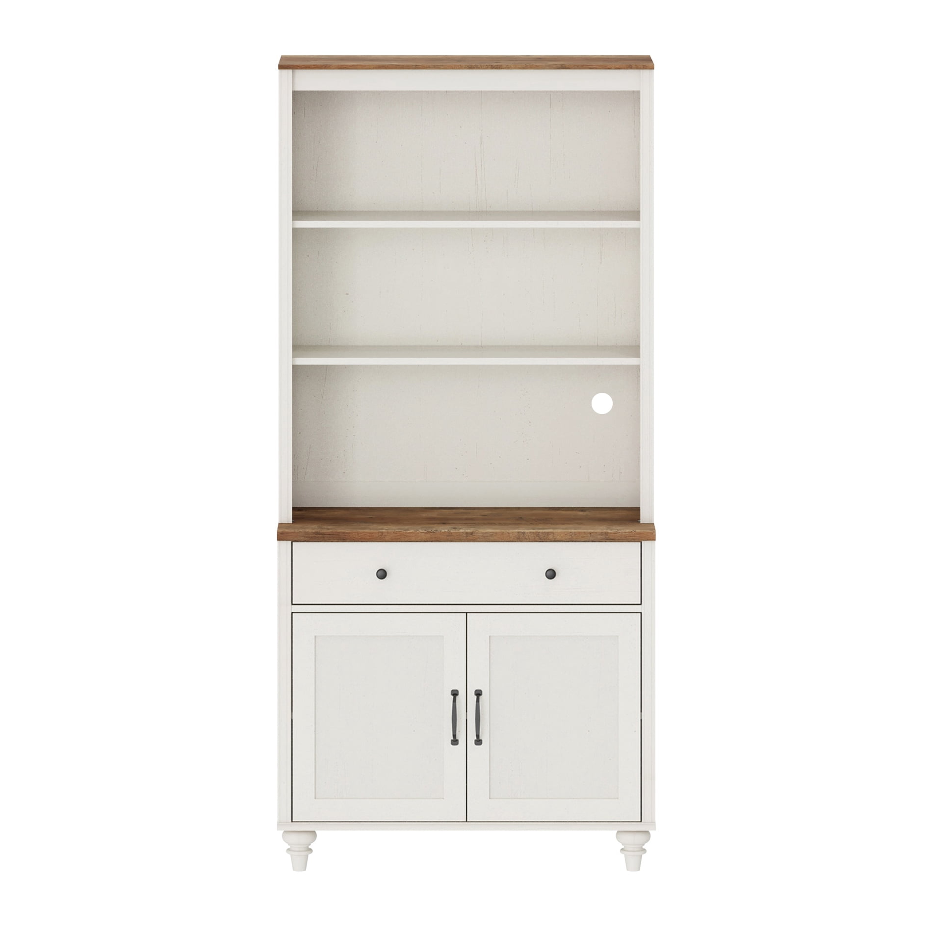 5 Tier Bookshelf 72" Tall Bookcase with Barn Doors, Large Farmhouse Display Book Shelf with Wood Doors and Storage Cabinet，Library Wooden Bookshelves for Living Room, Office, Kitchen, White