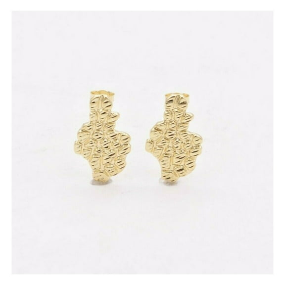 1" Diamond-Cut Large Nugget Stud Women’s Adult Earrings 10K Yellow Gold,2.45 Gr – Goldum NYC