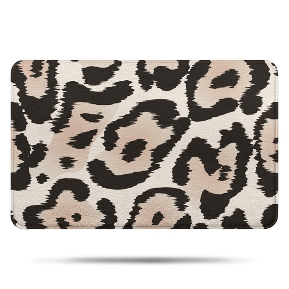 Beige and Black Leopard Pattern Bathroom Rugs Mat,Non Slip Microfiber Bathroom Rug,Rubber Backing,Soft Bathroom Mats for Bathroom Floor,Tub and Shower,17x27in(43x68cm)