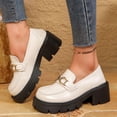 thumbnail image 6 of Bkhluea Women Metal Buckle Platform Loafers Slip On Comfortable Footwear For Office Work Daily Casual Outdoor Activities, 6 of 7