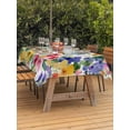 thumbnail image 4 of 52x70 Inch Outdoor Tablecloth with Umbrella Hole Zipper Rectangle Green Yellow Floral Rectangular Tablecloths Outside Waterproof Purple Blue Watercolor Retro Leaf Patio Table Cover for Picnic Party, 4 of 8
