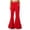 Red, variant on Women's High Waist Double Tier Ruffle Hem Flare Pants, Soft Bell Bottom Trousers with Pockets, Stretchy Casual Wide Leg Lounge Pants for Daily Wear Blackish Green L