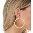 thumbnail image 3 of Floreo 10k Yellow Gold 50mm x 4mm Diamond Cut Round Tube Hoop Earrings, 3 of 3