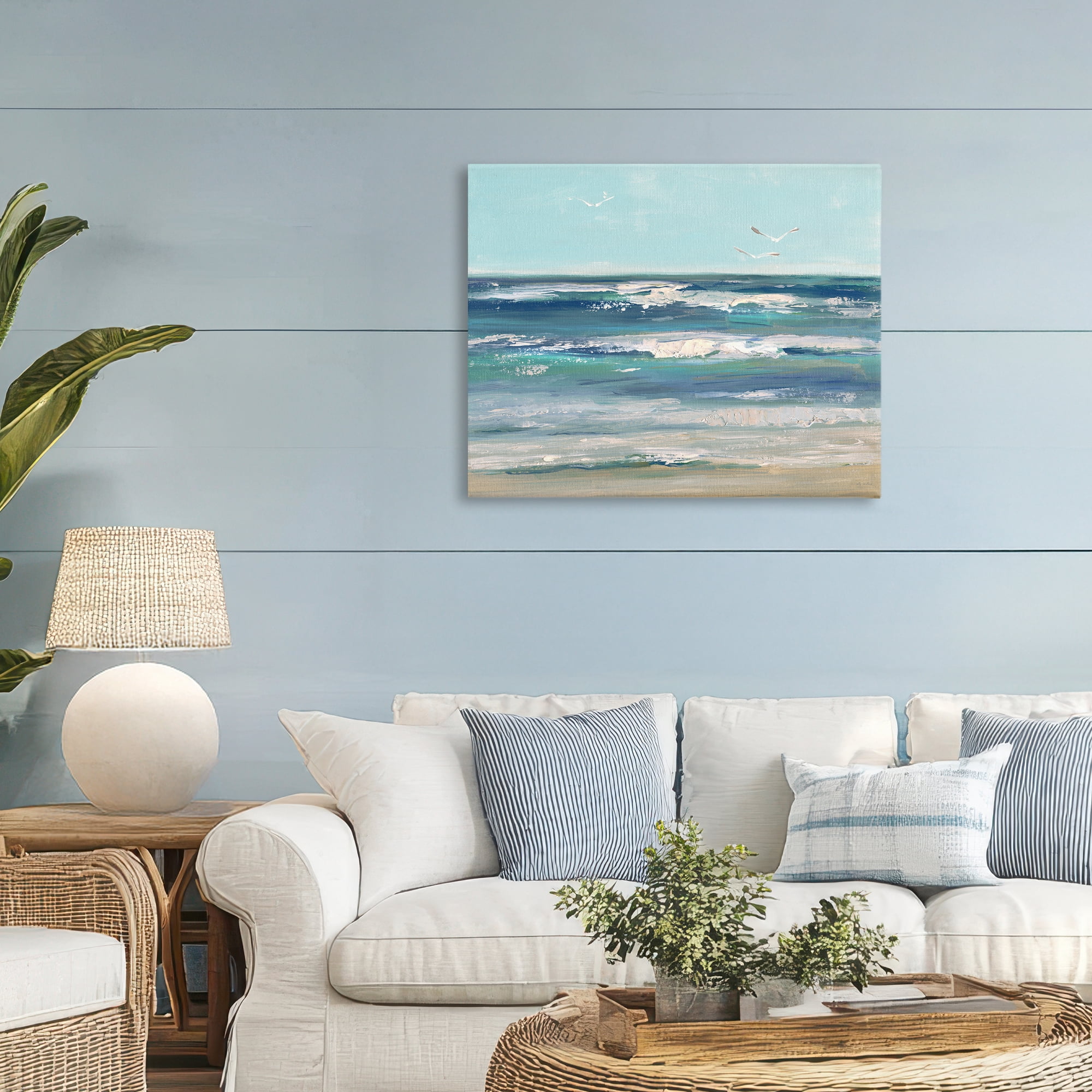 Stupell Industries Seagulls over Rolling Waves Canvas Wall Art, design by Sally Swatland