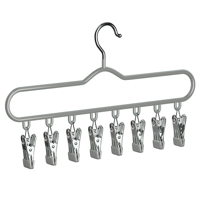 Btomtd Stainless Steel Hook Drying Rack With Clips Multifunctional Clothes Drying Rack Suitab, Gray