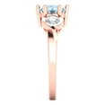 thumbnail image 3 of Clara Pucci 14K Rose Gold Solid Gold Aquamarine Three-Stone Anniversary Ring for Women - 1.72 cttw Round Cut, 3 of 8