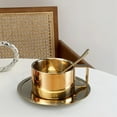 thumbnail image 4 of Tazas de café Isotérmicas Sunnimix con Plato y Cuchara de Acero inoxidable 200ml dorado, 4 of 8