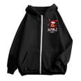 thumbnail image 5 of NinXxx Ladies' Christmas Zipper Long Sleeve Pocket Drawstring Hooded Sweatshirt Black L, 5 of 8