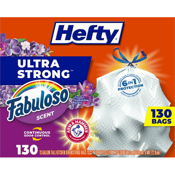 Hefty Ultra Strong 13-Gallon Kitchen Drawstring Trash Bags, Fabuloso ...