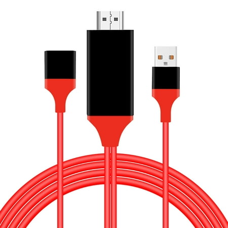 Micro USB to HDMI Media HDTV Adapter 1080P 3ft Cable 8 Pin for Samsung Galaxy S7 S8 S9 S10 Note 5 6 7 10 iPhone X XR XS Max 8 Plus MacBook Projector Monitor(3 in 1)