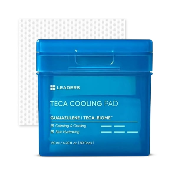 LEADERS Teca Cooling Toner Pad - Alivio instantáneo para piel seca y sobrecalentada | vegano | Eficacia clínicamente probada | Cuidado de la piel coreano 80 almohadillas x 130 ml