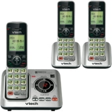 VTech CS6629-3 DECT 6.0 Expandable Cordless Phone with Answering System and Caller ID/Call Waiting, Silver with 3 Handsets - Cordless - 1 x Phone Line - 2 x Handset - Speakerphone - Answering