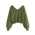 thumbnail image 2 of Jersey ZAFUL para mujer con cuello en V corto y manga larga, color verde claro, 2 of 6