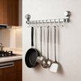 thumbnail image 5 of GeBuSn 21.65inch Wall Hooks Rack Kitchen Rail Space Saving Utensil Holder No Drilling Wall Mounted Hanger With 10 Hooks For Kitchen Bathroom Bedroom (White), 5 of 8