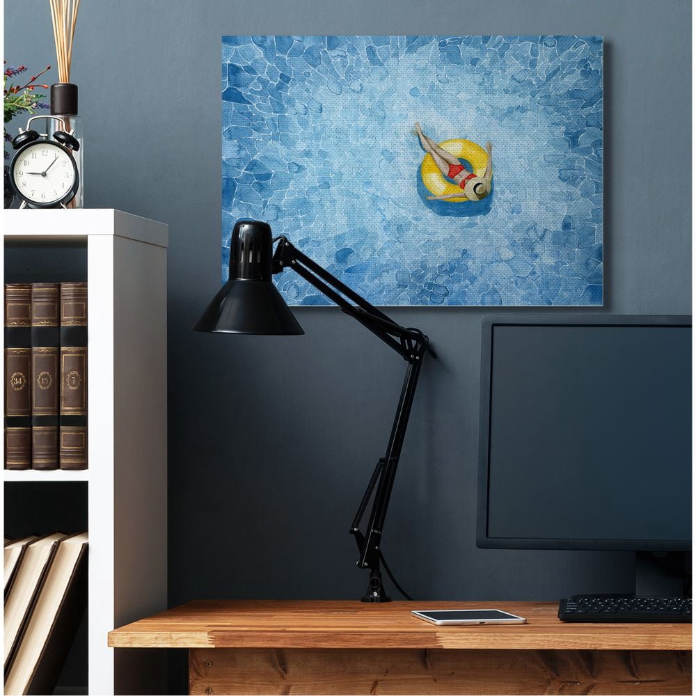 Stupell Industries Pool Floats Blue Yellow Watercolor Painting Canvas Wall Art by Grace Popp, 30" x 40", Canvas