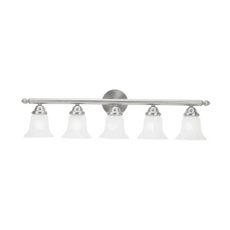 - Bathroom Vanity 5 Light With White Alabaster Glass Brushed Nickel size 6.75 in 500 Watts - World of Crystal