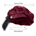 thumbnail image 2 of PBFRDSJ Medieval Tudor Beret Hat for Men & Women Minstrel Muffin Renaissance Vintage Classic Beret Hat with Feather, 2 of 8