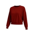 thumbnail image 6 of AKOEE Cropped Sweatshirts for Women Crewneck Cotton Fleece Baggy Loose Plain Pullover Dropped Long Sleeve Tops (XL, Red), 6 of 8