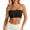 Black, variant on Luvior Women's Summer Knit Bandeau Top Wireless Strapless Bra Ruched Front Breathable Tube Top Khaki S