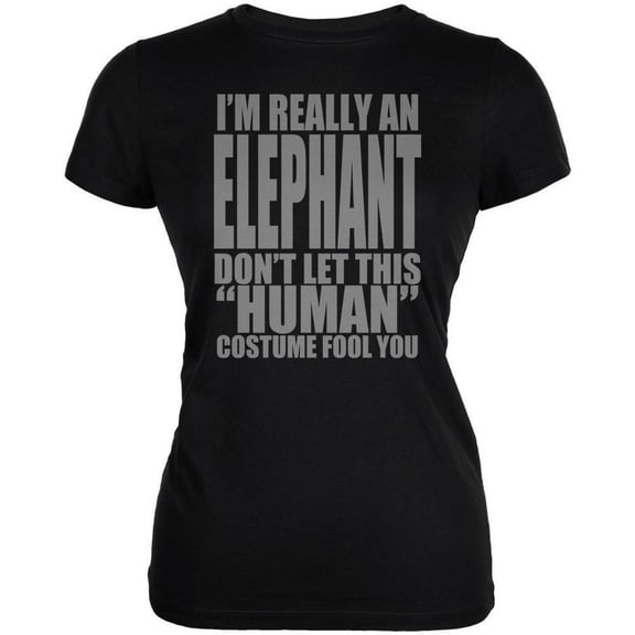 Halloween Human Elephant Costume Juniors Soft T Shirt Black SM
