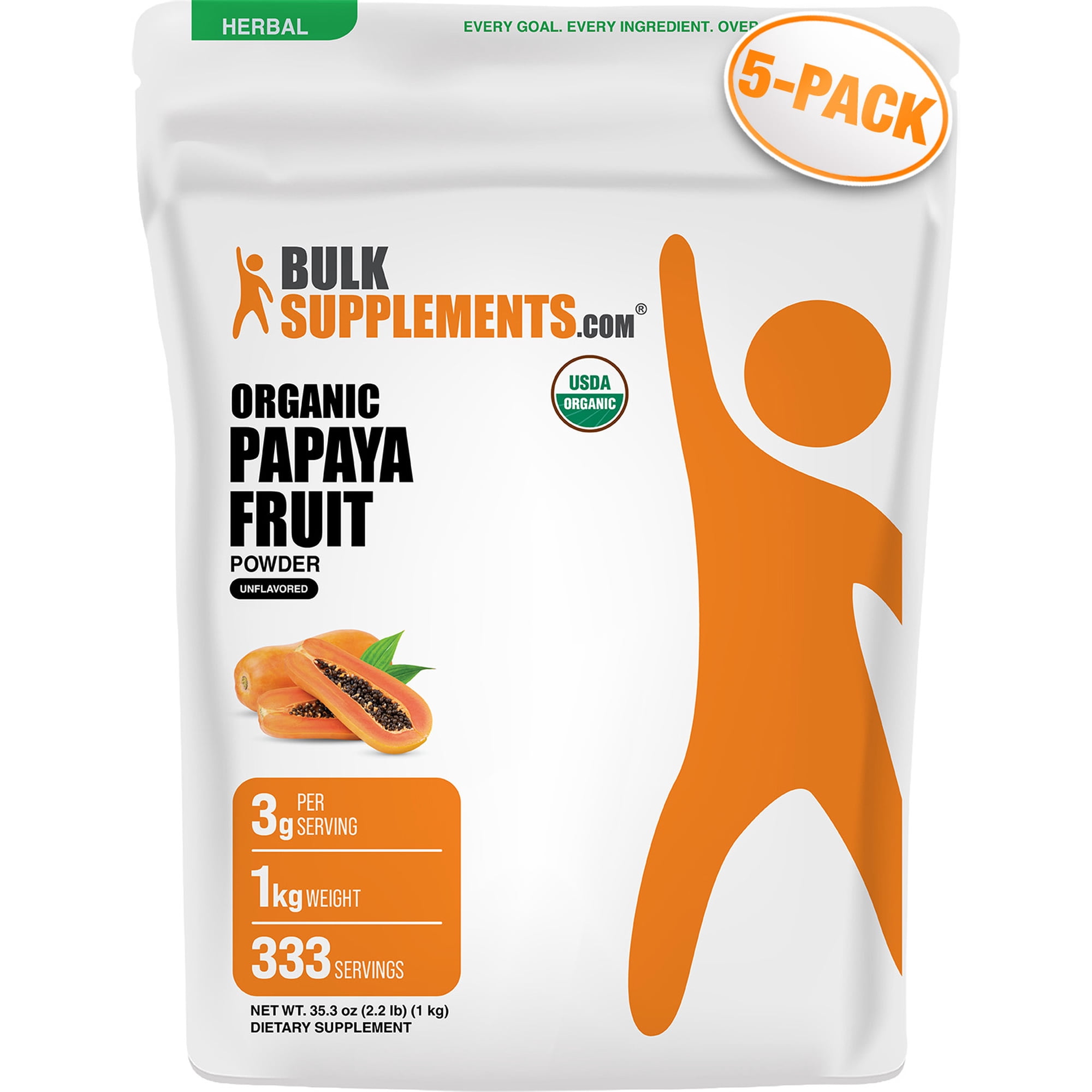 BulkSupplements Organic Papaya Fruit Powder - 5 Kilograms (11 lbs)
