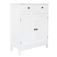thumbnail image 4 of Hassch Multi-Purpose Freestanding Cabinet w/ Storage Drawer, Classic White MDF Cabinet with Double Doors & Bronze Handle, for Bathroom Dining Room Porch, 4 of 8
