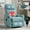 Antique blue green + Metal & Wood + Fiber Foam and Polyester Fiber Pad, variant on Heat Massage Manual Recliner Chair with Rocker and Swivel in Fabric for Living Room, Orange