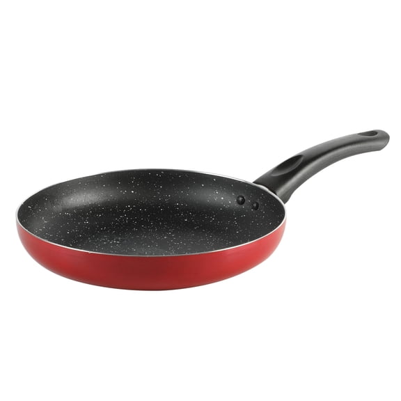 9.5 Inch Aluminum Nonstick Frying Pan, Red Speckled Skillet with Cool Touch Handle, Lightweight Everyday Cooking Pan