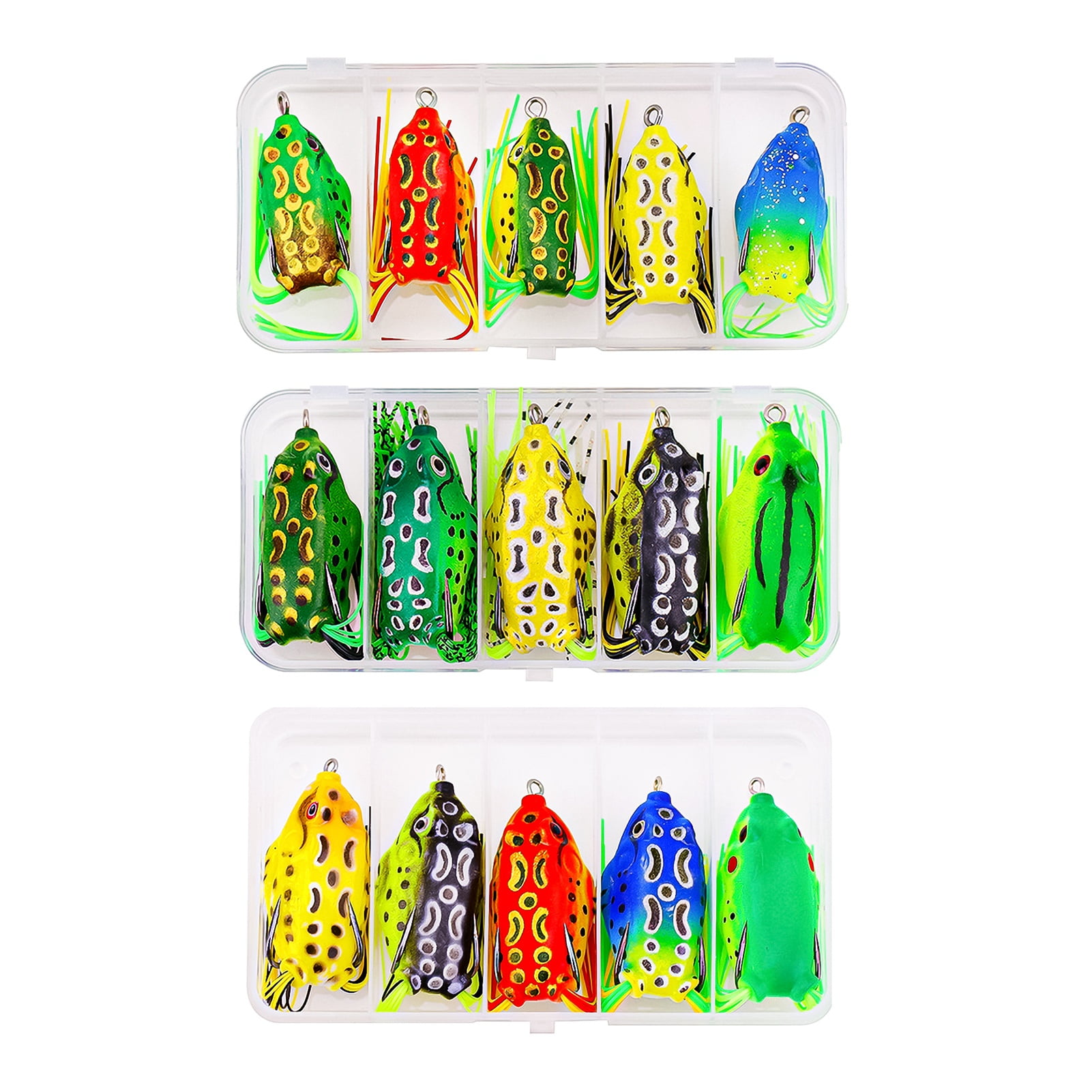 SPRING PARK 5Pcs/Set Double Propellers Frogs Lure Colorful Soft Bait