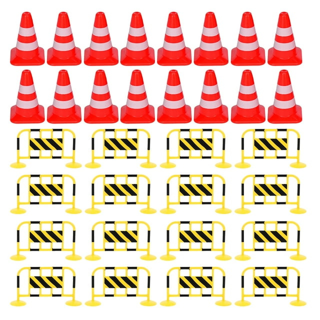 Mini Jouet de Barrière de Route 32 Pcs Jouets de Simulation de Barrière de Circulation pour Enfants Jouets Éducatifs Cônes de Circulation Clôture de Circulation