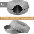 thumbnail image 3 of Ceenwes 20" Light Grey Cat Tunnel - Detachable Felt Donut Bed, Peek-a-Cat Hole, Washable Indoor Cat House, 3 of 12