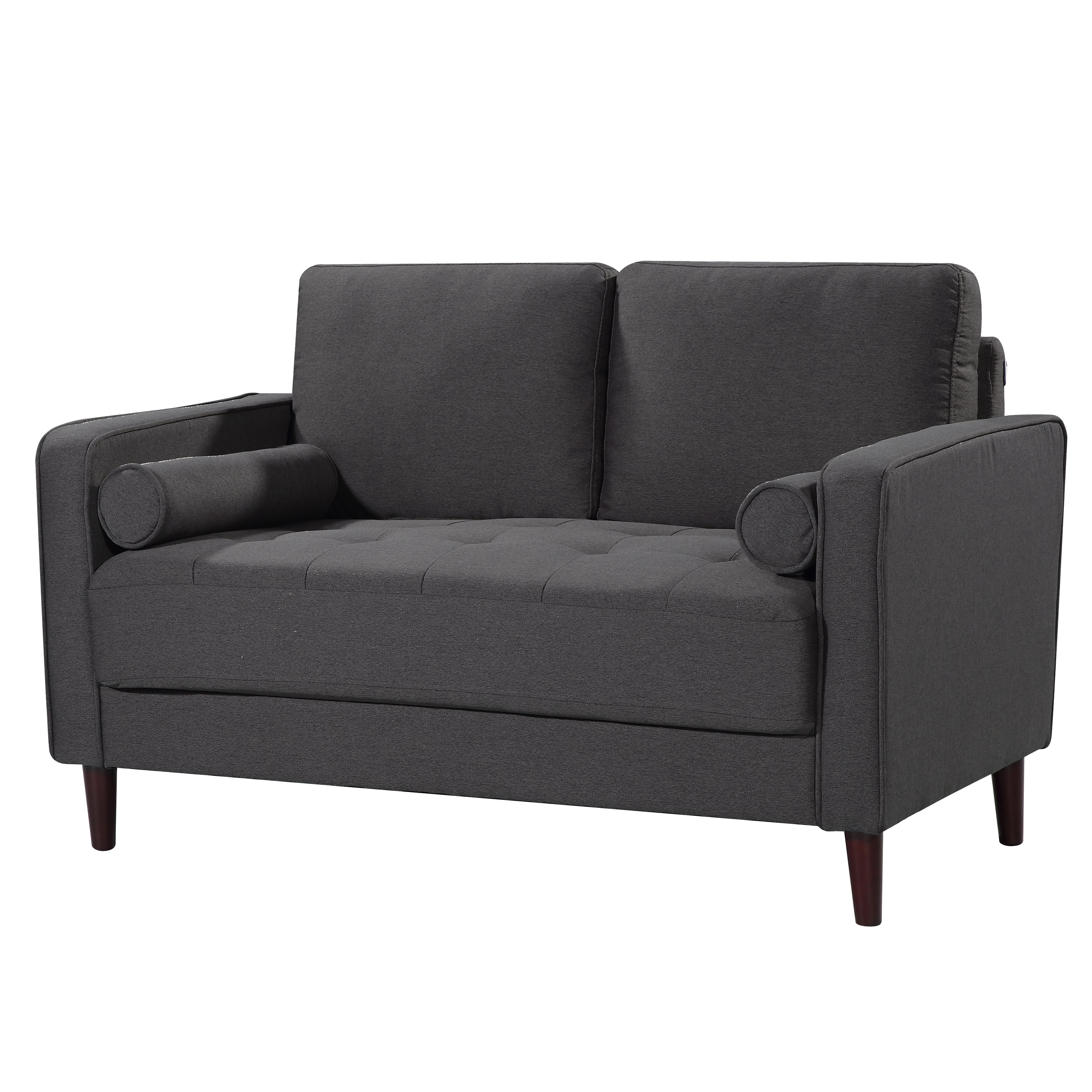Lifestyle Solutions Lorelei Mid-Century Modern Loveseat, Gray Fabric