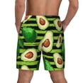 thumbnail image 4 of Uemuo Avocado Green Striped Pattern Mens Swim Trunks Quick Dry Board Shorts with Mesh Lining, Stretch Beach Shorts Quick Dry No-Chafing Board Shorts-3X-Large, 4 of 9