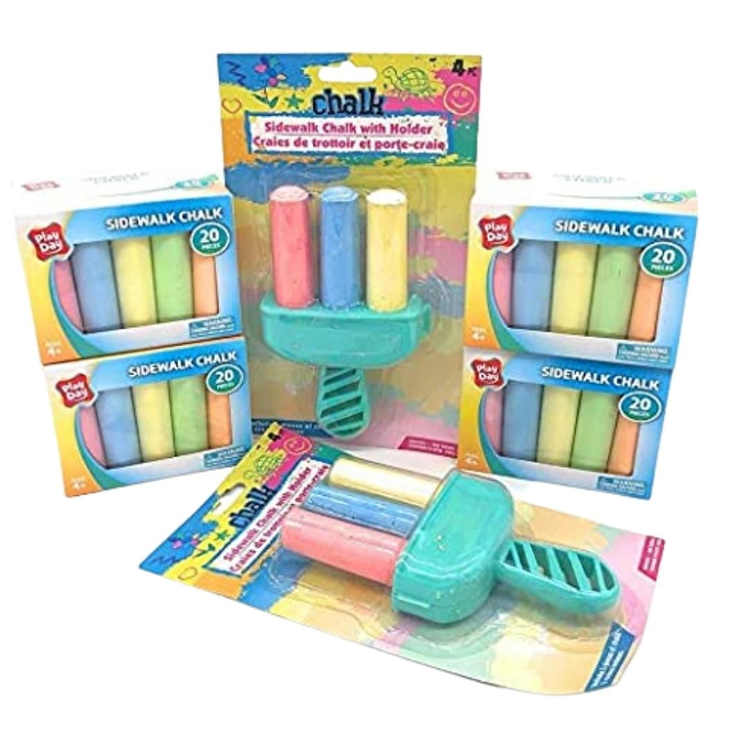 Play Day Sidewalk Chalk Set 4 Pack of 20 Pieces and 2 Sidewalk Chalk ...