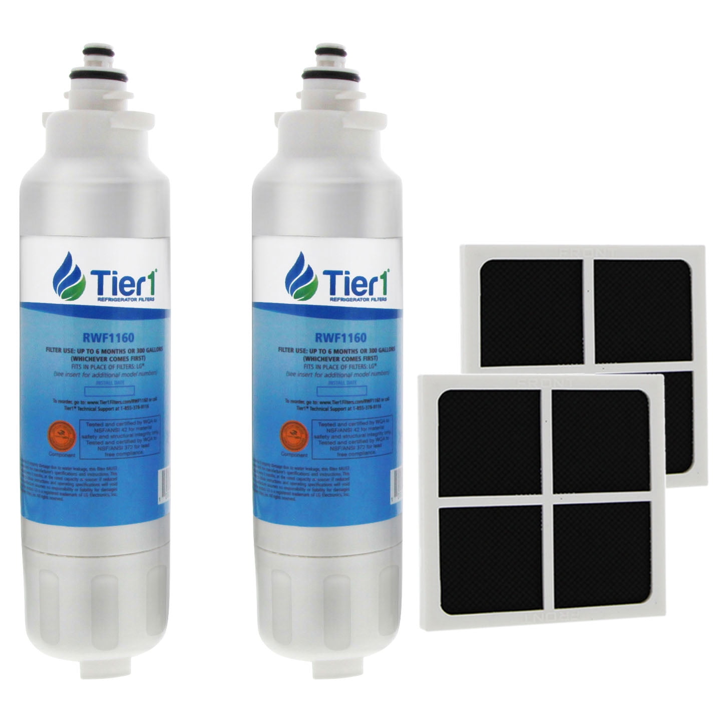 Tier1 ADQ73613401 Refrigerator Water & Air Filter Combo 2-pk | Replacement for LG LT800P, ADQ73613402, Kenmore 9490, 46-9490, 469490, ADQ32617801, DWF-35, LT120F, Fridge Filter