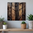 thumbnail image 6 of Black Brown Board Wooden Wall Clock Silent Non Ticking, Vintage Chic Shabby Wooden Grain Square Wall Clocks Battery Operated, Decor Clock for Home Office, Living Room, Kitchen, 12 Inch, 6 of 9