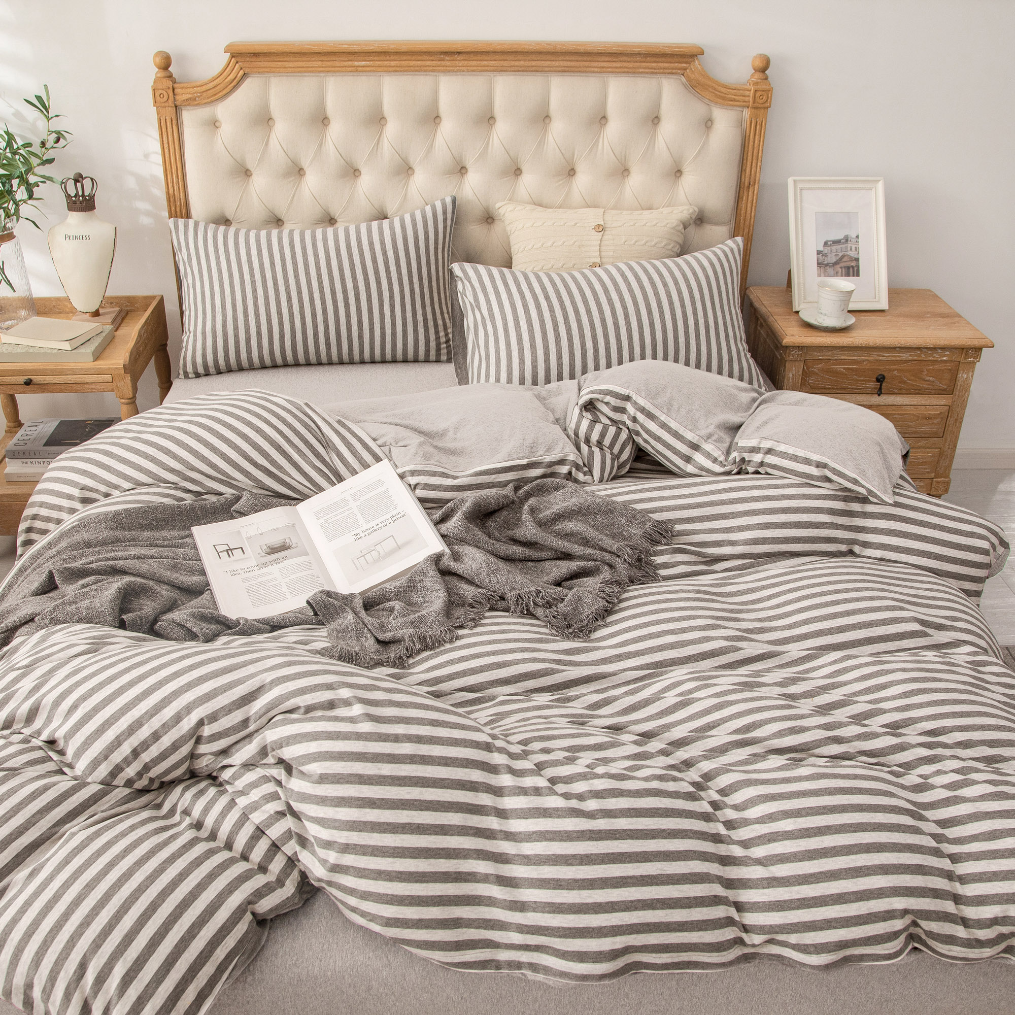 PURE ERA Ultra Soft Duvet Cover Set Heather Jersey Knit Cotton Bedding