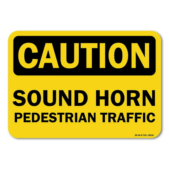 OSHA Caution Decal - pedestrian traffic sound horn | Decal | Protect Your Business, Work Site, Warehouse & Shop Area | Made in the USA