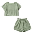 thumbnail image 7 of PIWHJQK Women 2 Piece Set Loungewear Shorts Set Women Fashion Solid Crew Neck Short Sleeve Shorts Set Breathable Women Outfits Sets, 7 of 7