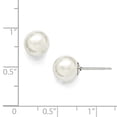 thumbnail image 3 of Majestic Sterling Silver Rhodium-plated 8-9mm White Imitation Shell Pearl Stud Earrings, 3 of 3