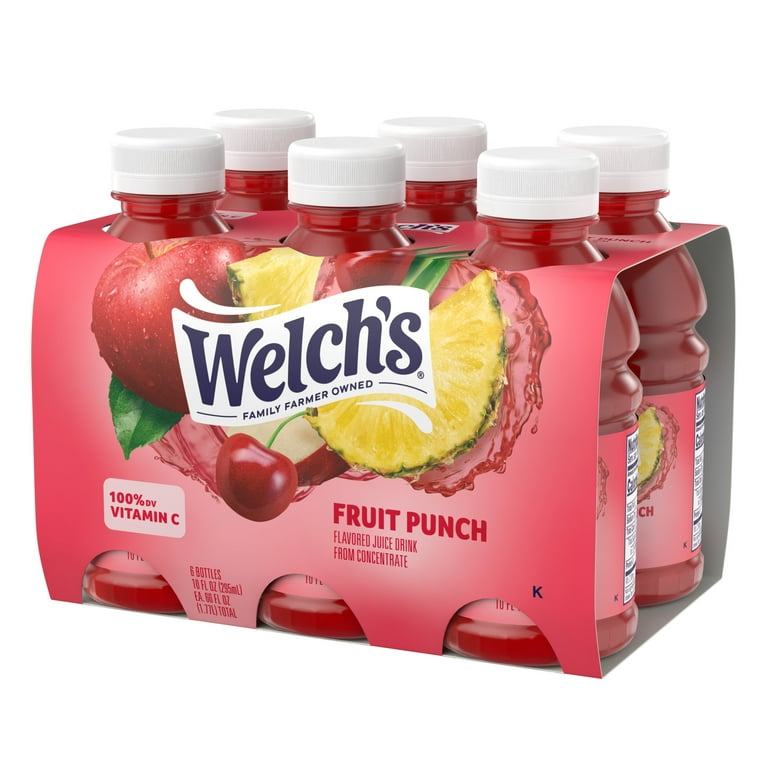 Welch s Juicy Fruit Punch Juice Drink 10 fl oz On the Go Vitamin C Enriched Bottle Pack of 6 Walmart