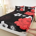 thumbnail image 3 of Manfei Vintage Country Floral Twin Sheet Set (3-Piece) Japanese Minimalist Red Black Breathable Decor For Teens, 3 of 7