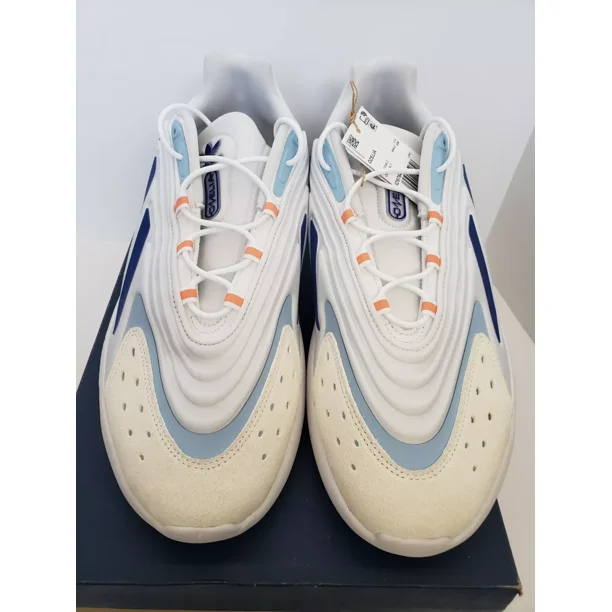 Ad-id-as authentic brand-new adiPRENE Ozelia white with triple navy bars, size 14