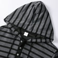 thumbnail image 6 of XIAONU Mens Hoodies Trendy Striped Print Drawstring Button Hoodie Loose Long-Sleeved Pullover Hooded Sweatshirt, 6 of 8