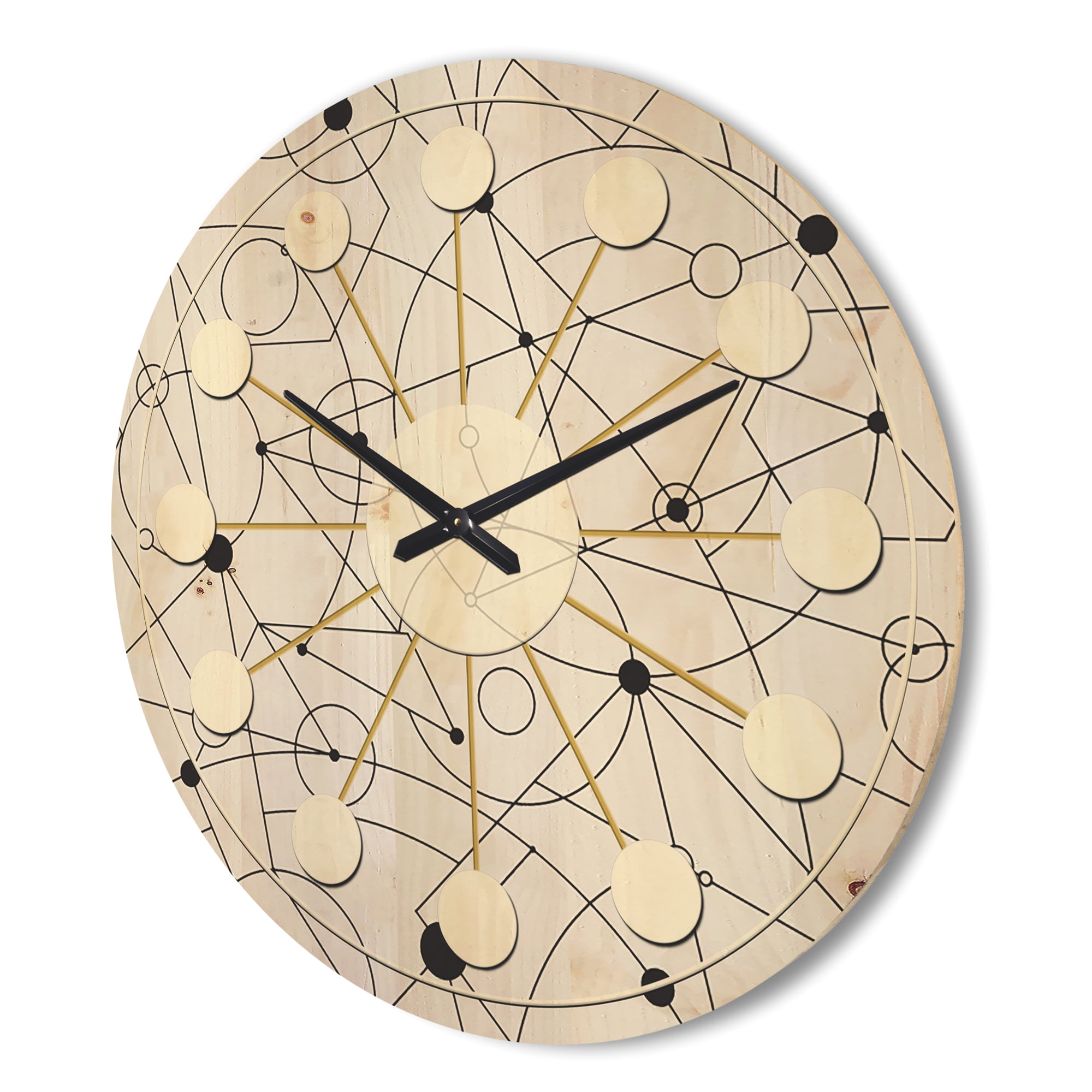 Designart 'Geometrical Retro Grid III' Mid-Century Modern Wood Wall Clock