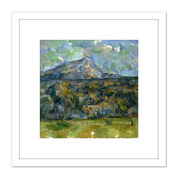 Paul Cezanne Mont Sainte Victoire 8X8 Inch Square Wooden Framed Wall Art Print Picture with Mount