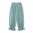 thumbnail image 6 of Women's Boho Harem Pants Casual Smocked High Waist Baggy Trousers with Ruffled Hem Loose Yoga Hippie Flowy Pants for Summer Vacation Lounge and Flattering Everyday Wear, 6 of 6